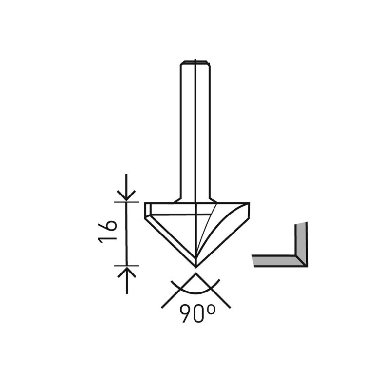 Frez do płyt gipsowo-kartonowych HW S8 D32/90° 491001